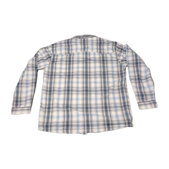 Patagonia Sun Stretch Shirt Mens M Blue Plaid Long Sleeve Backcountry Zip Pocket - Picture 13 of 16